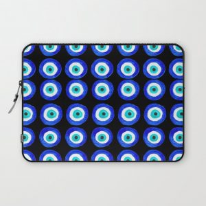 Evil Eye Amulet Talisman - on black Computer Cover by Laura Beth Love - Laptop Sleeve - 13"