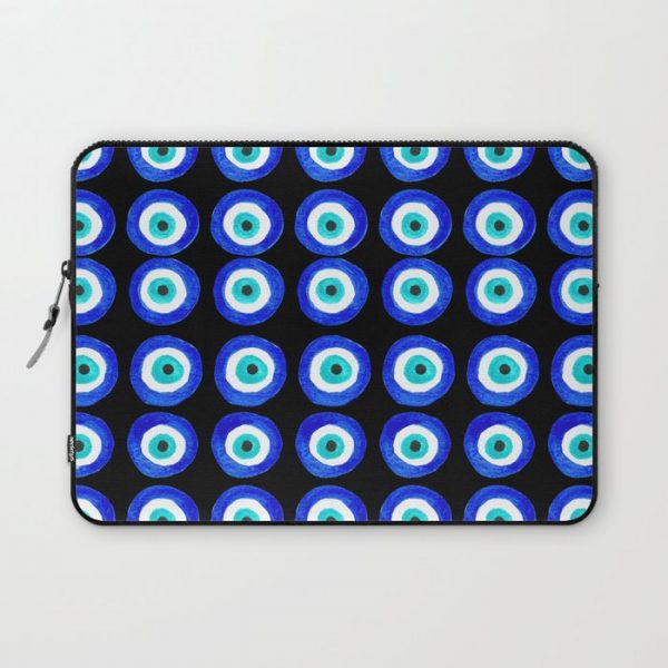 Evil Eye Amulet Talisman - on black Computer Cover by Laura Beth Love - Laptop Sleeve - 13"