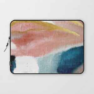 Exhale: a pretty, minimal, acrylic piece in pinks, blues, and gold Computer Cover by Alyssa Hamilton Art - Laptop Sleeve - 13"