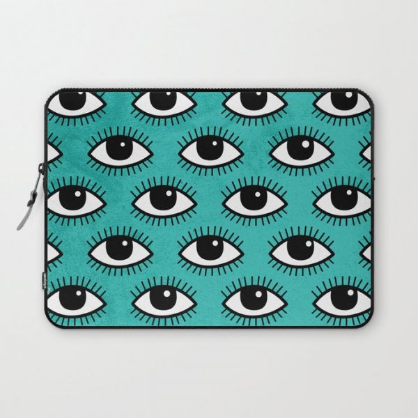 Eyes pattern on blue background Computer Cover by PickApixelArt - Laptop Sleeve - 13"