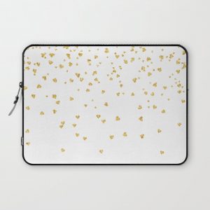 Falling hearts gold glitter confetti - Heart Love Valentine Computer Cover by Better HOME - Laptop Sleeve - 13"