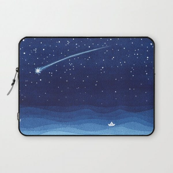 Falling star, shooting star, sailboat ocean waves blue sea Computer Cover by VApinx - Katarzyna L. - Laptop Sleeve - 13"