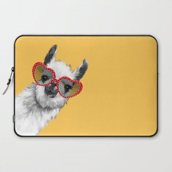 Fashion Hipster Llama with Glasses Computer Cover by Big Nose Work - Laptop Sleeve - 15"