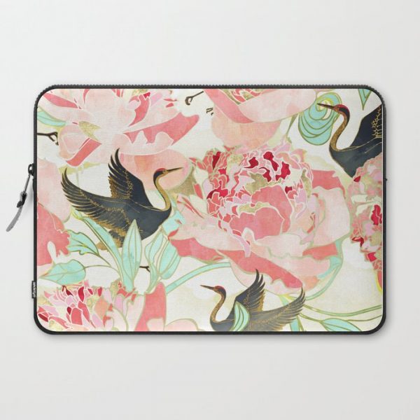 Floral Cranes Computer Cover by SpaceFrogDesigns - Laptop Sleeve - 15"