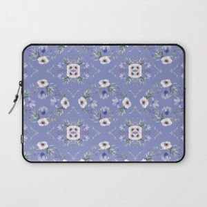 Floral Tile Blue Computer Cover by Anis Illustration @anisillustration - Laptop Sleeve - 13"