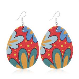 Flower Print Plastic Multi Color Earring Set - One Size