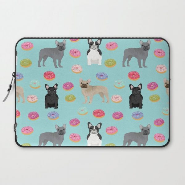 French Bulldog donuts cute dog breed must have gifts for frenchie owners Computer Cover by forever frenchies - Laptop Sleeve - 15"