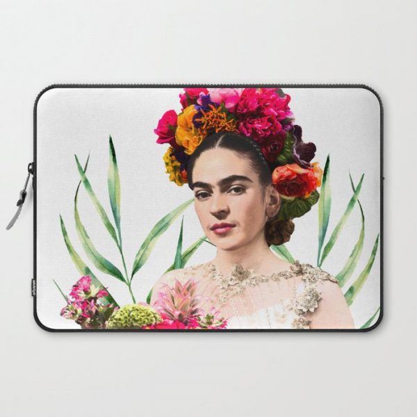 Frida Kahlo, Frida, Kahlo, flowers, bouquet, Marigolds, Mexican art Computer Cover by South Pacific Prints - Laptop Sleeve - 15"