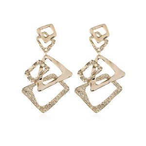 Geometric Hollow Out Stud Drop Earrings