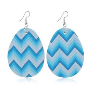 Geometric Print Blue Plastic Earring Set - One Size