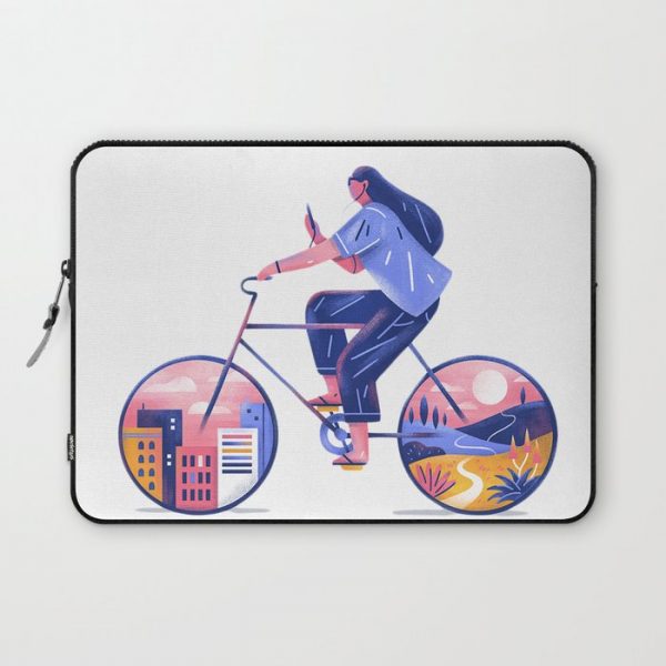 Girl and bike Computer Cover by Clowz - Laptop Sleeve - 13"