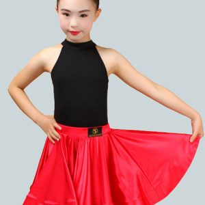 Girls Latin Dance Costume Kids Sleeveless Top And Short Skirt Outfit