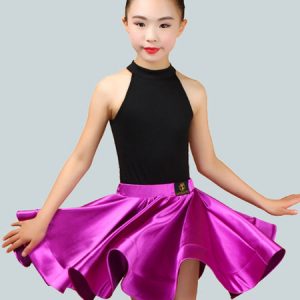 Girls Latin Dance Costume Kids Sleeveless Top And Short Skirt Outfit