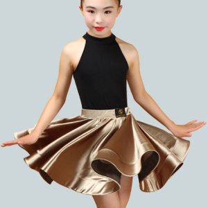 Girls Latin Dance Costume Kids Sleeveless Top And Short Skirt Outfit