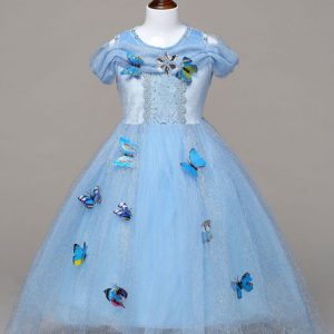 Girls Princess Cosplay Costume Dresses Halloween Kids Butterfly Short Sleeve Rose Costumes