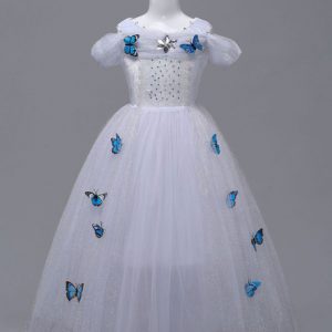 Girls Princess Cosplay Costume Dresses Halloween Kids Butterfly Short Sleeve Rose Costumes