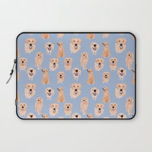 Golden Retrievers on Blue Computer Cover by Teri Martin - Laptop Sleeve - 13"