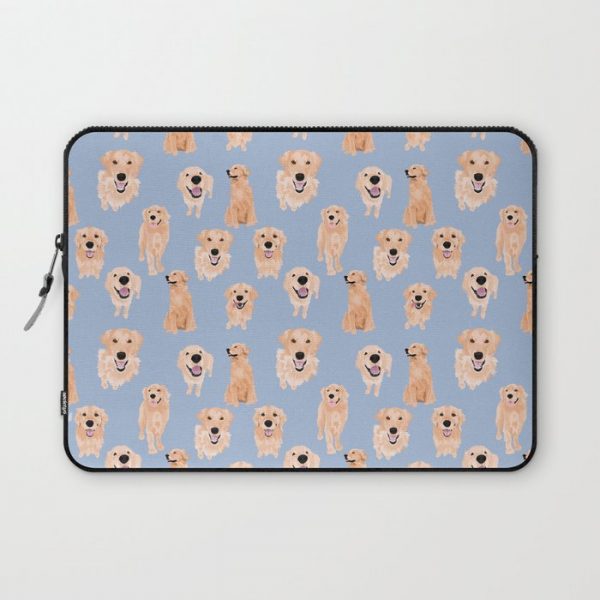 Golden Retrievers on Blue Computer Cover by Teri Martin - Laptop Sleeve - 13"