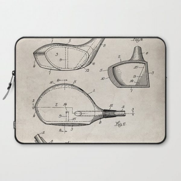 Golf Driver Patent - Golf Art - Antique Computer Cover by Patent Press - Laptop Sleeve - 15"