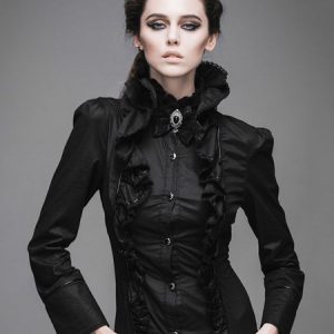 Gothic Top Retro Blouses Women Cotton Long Sleeve Ruffles Halloween Costume Top