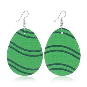 Green Plastic Curve Design Earring Set - One Size