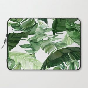 Green leaf watercolor pattern Computer Cover by mmartabc - Laptop Sleeve - 15"