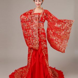 Halloween Chinese Costume Pink Lace Color Block Long Dress With Sash And Overcoat For Women