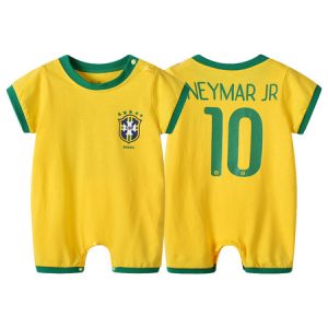 Halloween Costume Kids Neymar 2020 FIFA World Cup Short Sleeve Jumpsuits