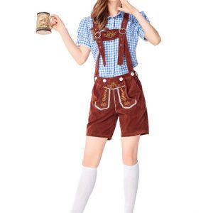 Halloween Costumes Beer Girl Costume Black Lace Grommets Top Cotton Beer Girl Holidays Costumes Oktoberfest Costumes