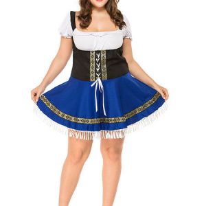 Halloween Costumes Beer Girl Costume Blue Printed Dress Beer Girl Holidays Costumes Oktoberfest Costumes