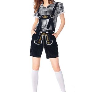 Halloween Costumes Beer Girl Costume Peach Lace Embroidered Jumpsuit Corduroy Beer Girl Holidays Costumes Oktoberfest Costumes