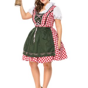 Halloween Costumes Beer Girl Costume Red Lace Up Dress Uniform Cloth Beer Girl Holidays Costumes Oktoberfest Costumes