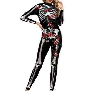 Halloween Costumes Black Women's Scary Leotard Jumpsuit Polyester 3D Print Jumpsuit Holidays Costumes