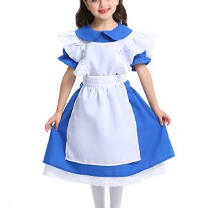 Halloween Costumes Blue Maid Polyester Kid's Lower-Body Apron Dress