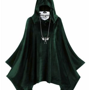 Halloween Costumes Cape Pleated Retro Hooded Poncho With Mask