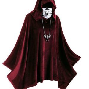 Halloween Costumes Cape Pleated Retro Hooded Poncho With Mask