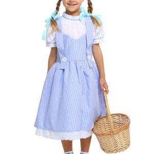 Halloween Costumes Children Wizard Of OZ Cosplay Baby Blue Headwear Dress Cotton Kids Cosplay Costumes