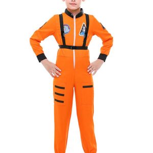 Halloween Costumes For Kids Orange Pilot Polyester Kid's Jumpsuit