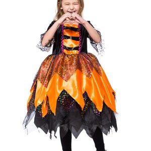 Halloween Costumes For Kids Orange Witch Kid's Headwear Dress