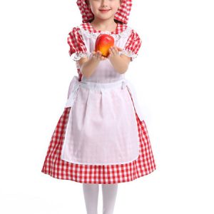 Halloween Costumes For Kids Red Maid Cotton Kid's Lower-Body Apron Hat