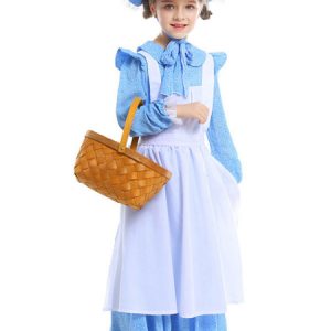 Halloween Costumes Light Sky Blue Maid Kid's Cotton Hat Dress