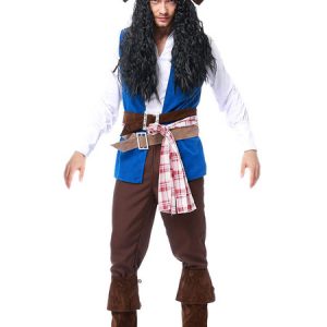 Halloween Costumes Pirate Costume Blue Pirate Waistcoat Carnival Costumes