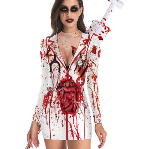 Halloween Costumes White Adult's 3D Print Scary Polyester Halloween Bodycon Holidays Costumes