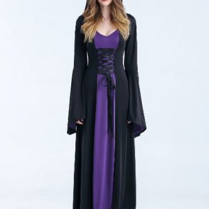 Halloween Costumes Witch Women's Long Dress With Hood Halloween