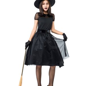 Halloween Costumes Woman's Black Witch Dress Hat Polyester Halloween Holidays Costumes