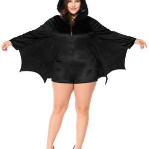 Halloween Costumes Woman's Vampire Black Jumpsuit Velour Halloween Holidays Costumes