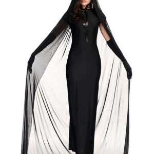 Halloween Costumes Women's Black Dress Cloak Tulle Halloween Holidays Costumes