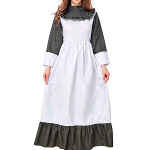 Halloween Costumes Women's Maid Hat Olive Dress Two-Tone Halloween Holidays Costumes