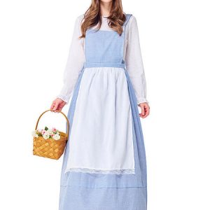 Halloween Costumes Women's Maid Pastoral Style Dress Apron Headwear Cotton Holidays Costumes