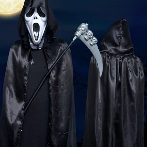 Halloween Grim Reaper Costume Vampire Black Unisex Two Tone Cape Coat